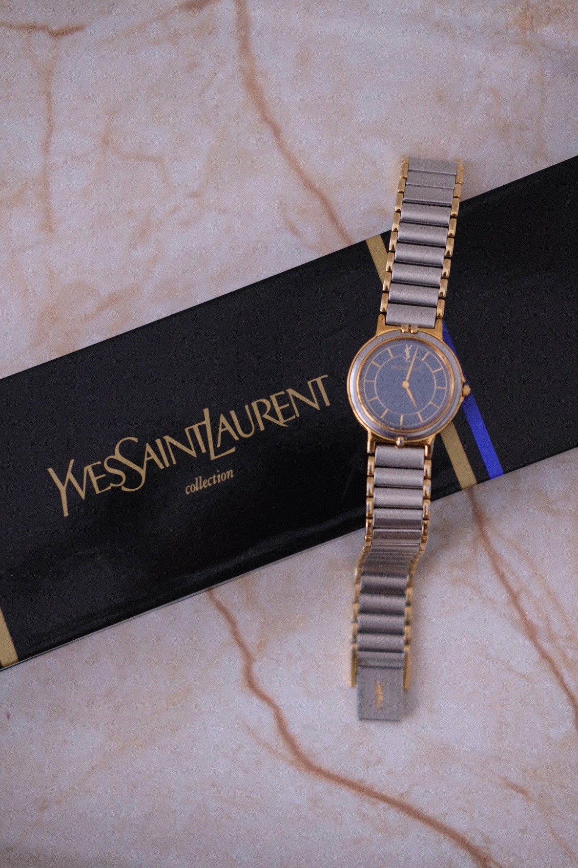 RARE Vintage YSL Watch with Navy Dial (original box)