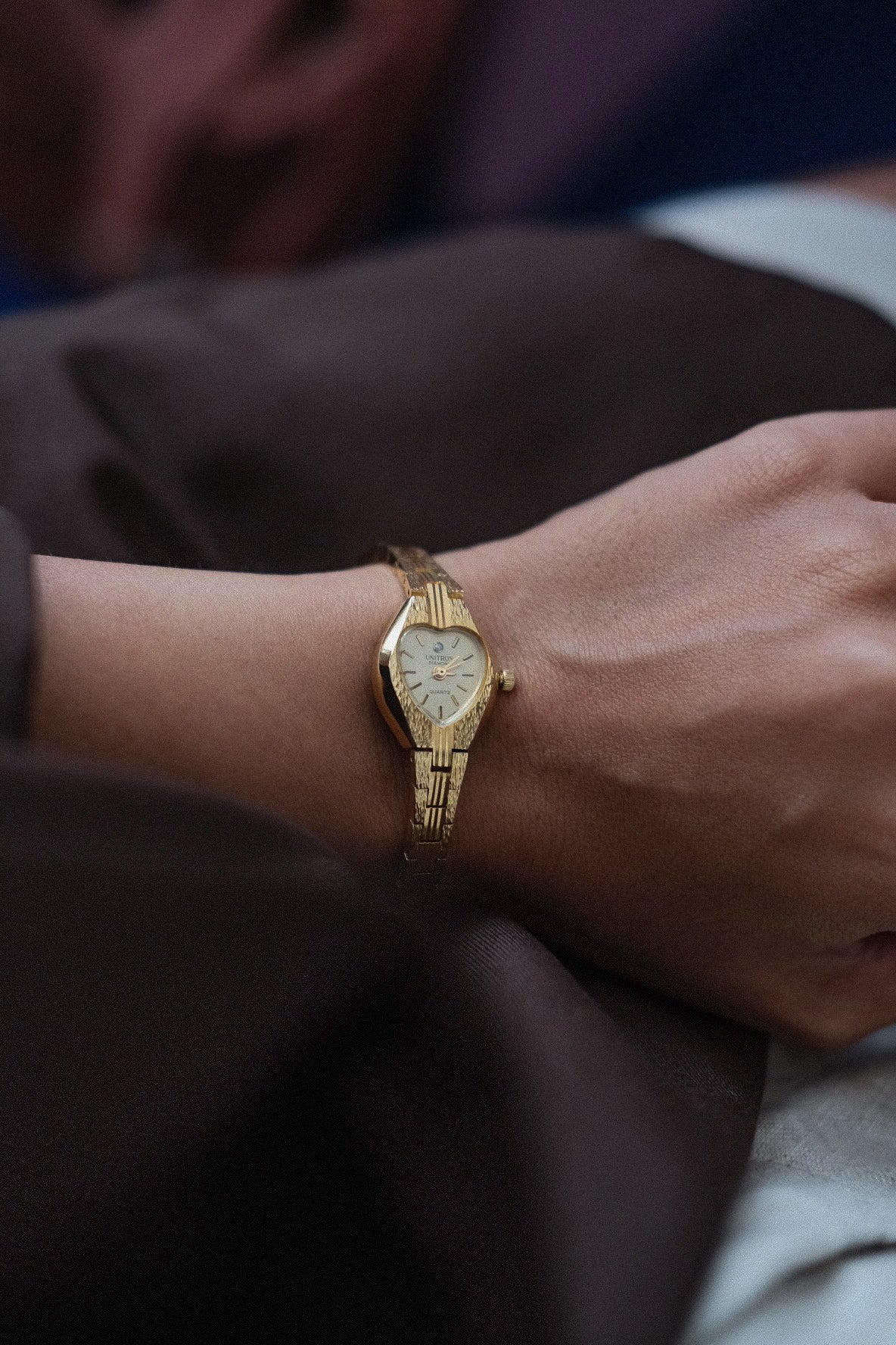 RARE Vintage Unitron Watch (Heart Face) -Gold band