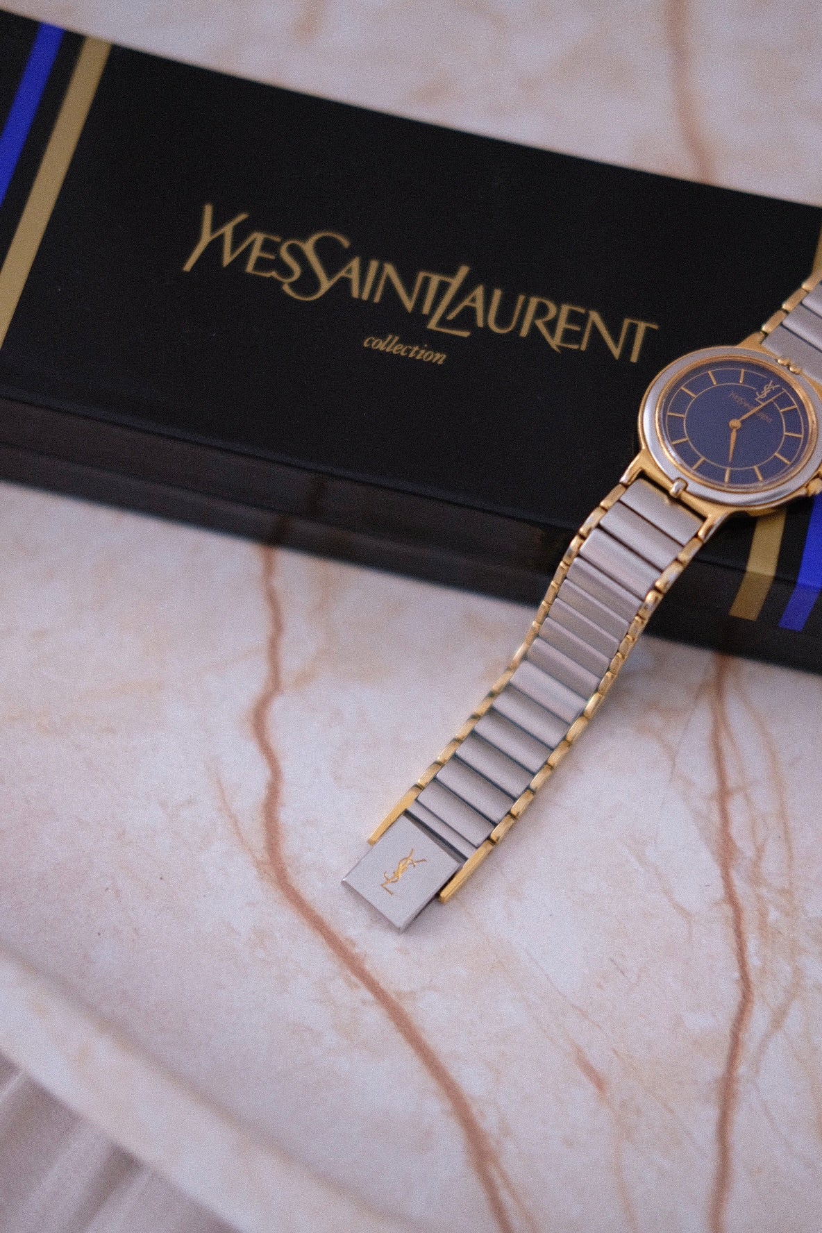 RARE Vintage YSL Watch with Navy Dial (original box)