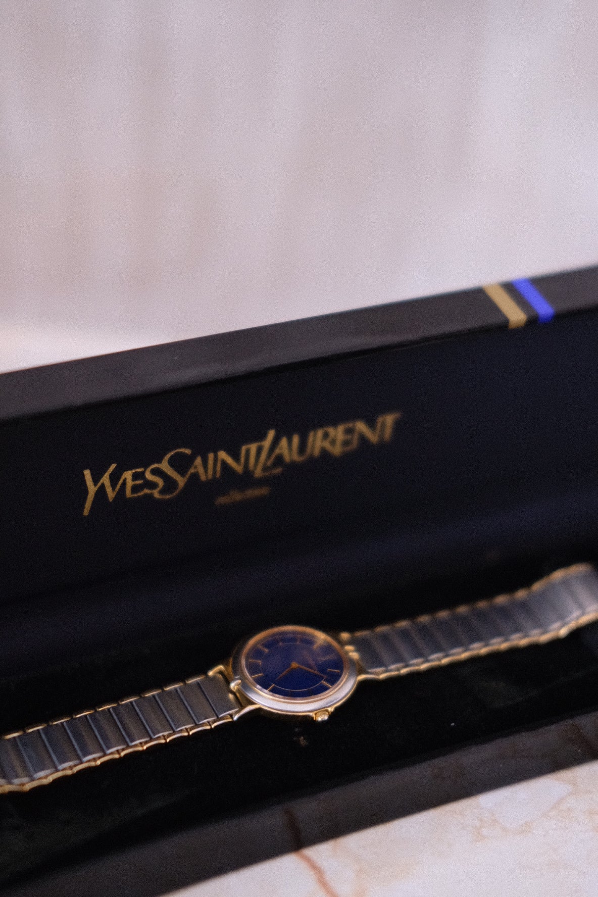 RARE Vintage YSL Watch with Navy Dial (original box)