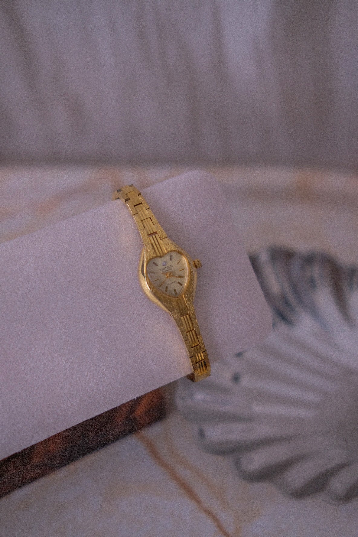 RARE Vintage Unitron Watch (Heart Face) -Gold band