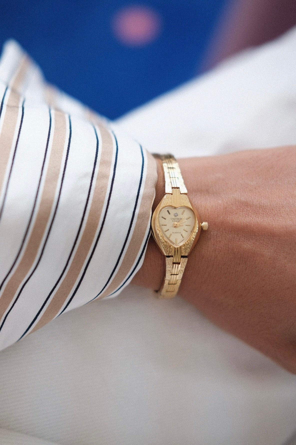 RARE Vintage Unitron Watch (Heart Face) -Gold band