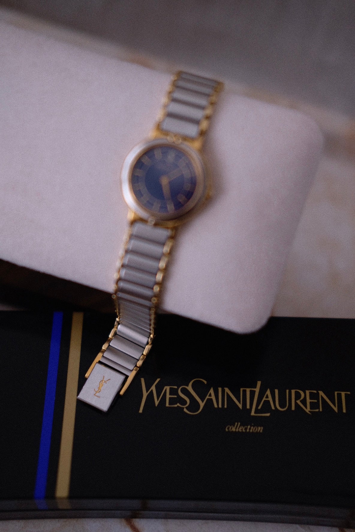 RARE Vintage YSL Watch with Navy Dial (original box)