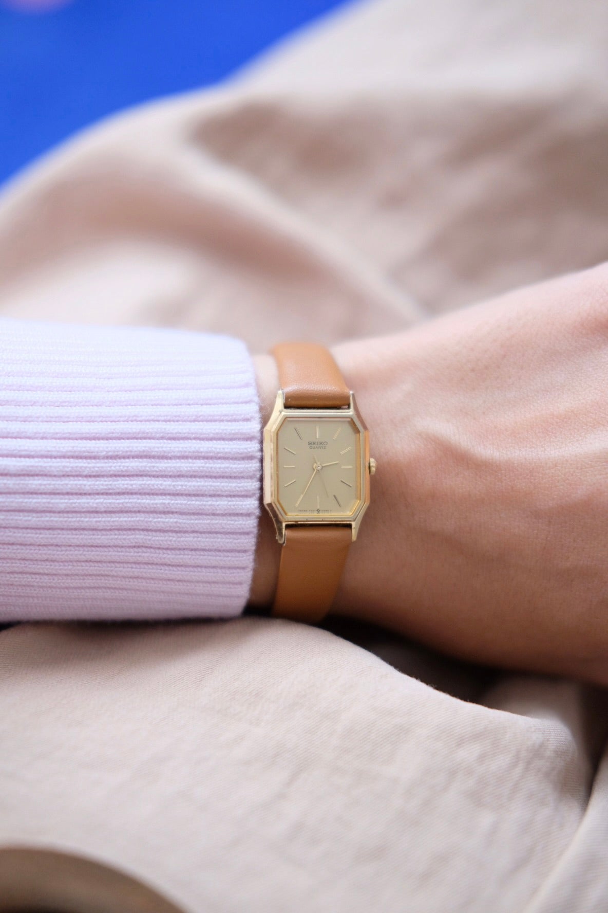 Vintage Seiko Watch (Octagonal Dial) - Tan Strap