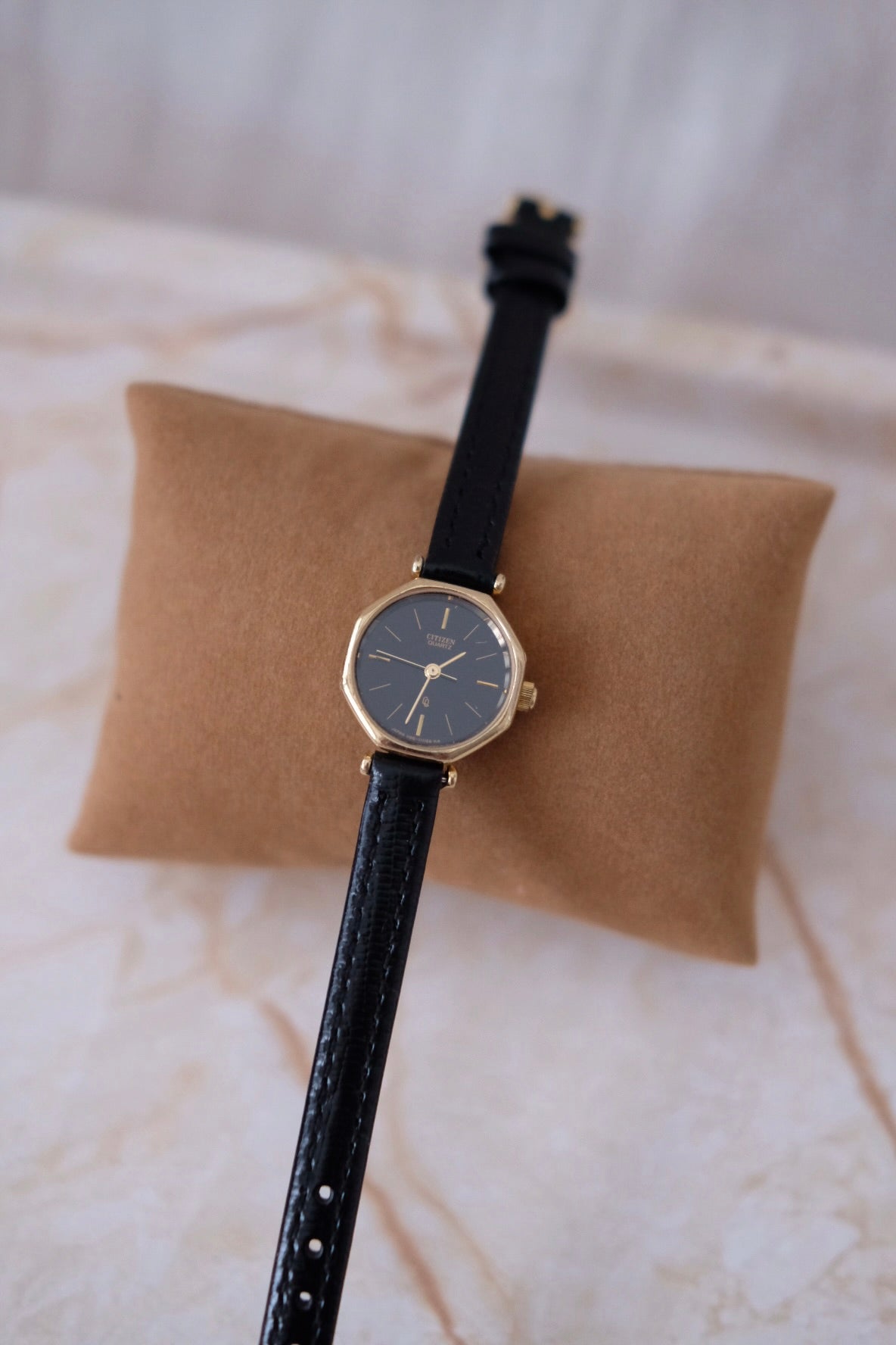 Vintage Citizen Watch with Hexagon Black Dial