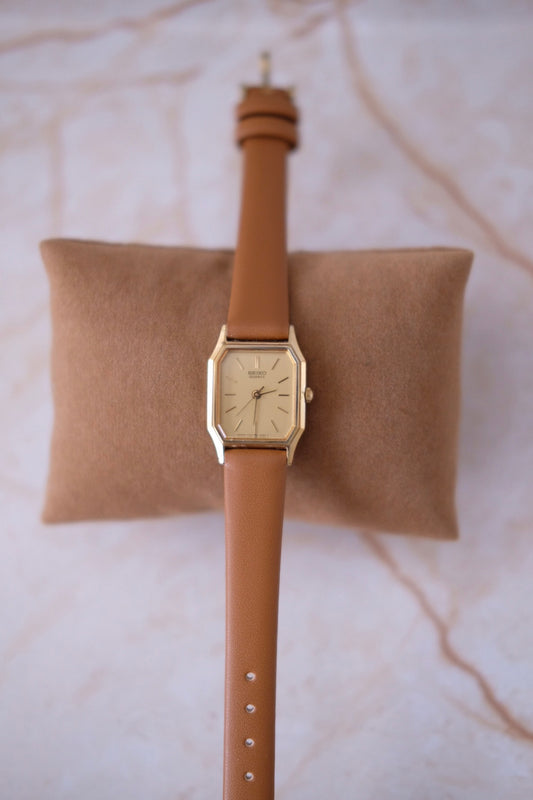 Vintage Seiko Watch (Octagonal Dial) - Tan Strap
