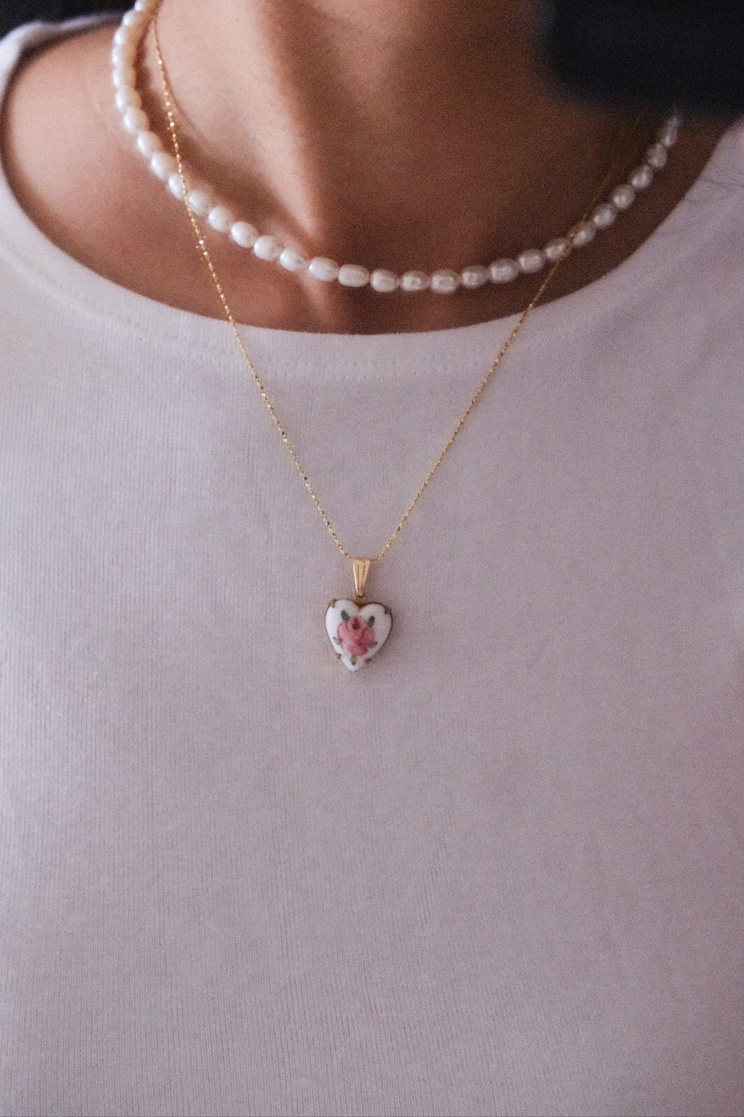 Vintage Heart Charm Necklace with S925 chain