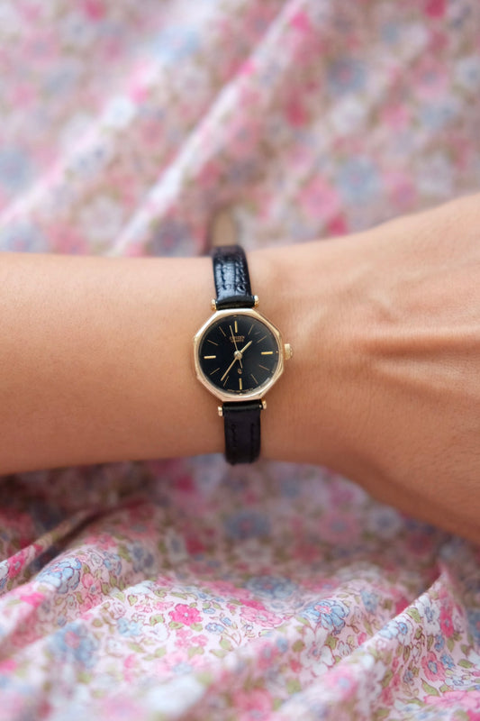 Vintage Citizen Watch with Hexagon Black Dial