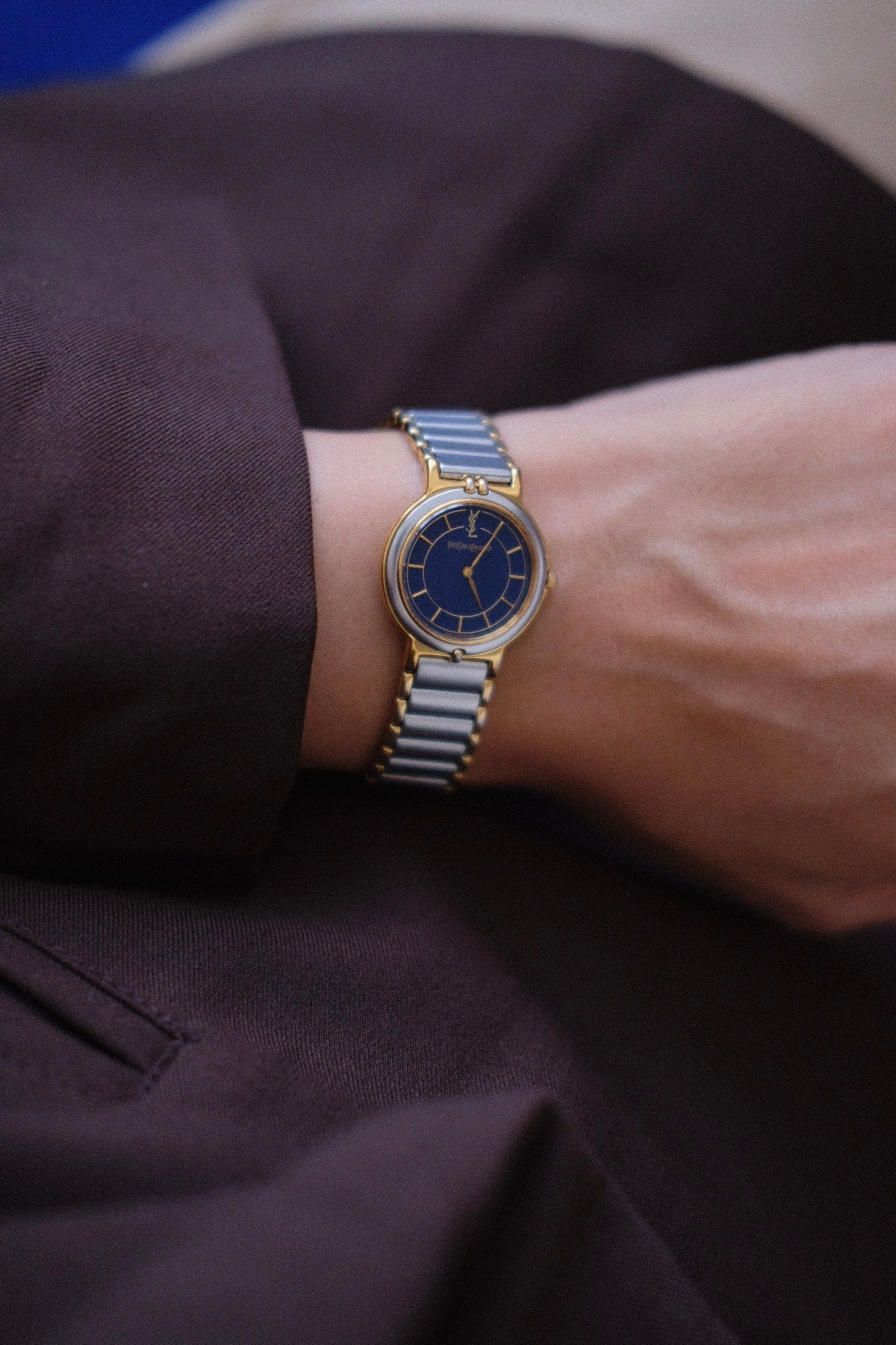 RARE Vintage YSL Watch with Navy Dial (original box)